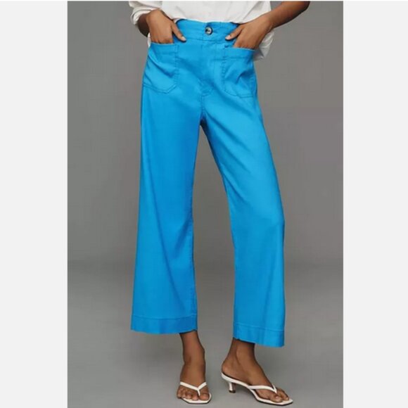 Anthropologie Pants - Anthropologie Maeve 25 The Colette Cropped Wide-Leg Pants Linen Sky Blue NWT
